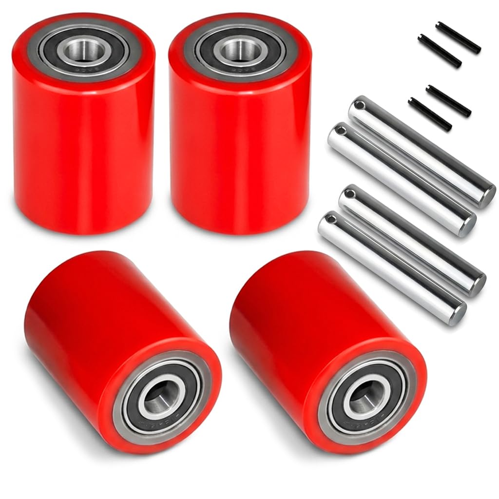 Heavy Duty Pallet Jack Load Wheels Kit, Red 3x3.75 In, 4 Pcs