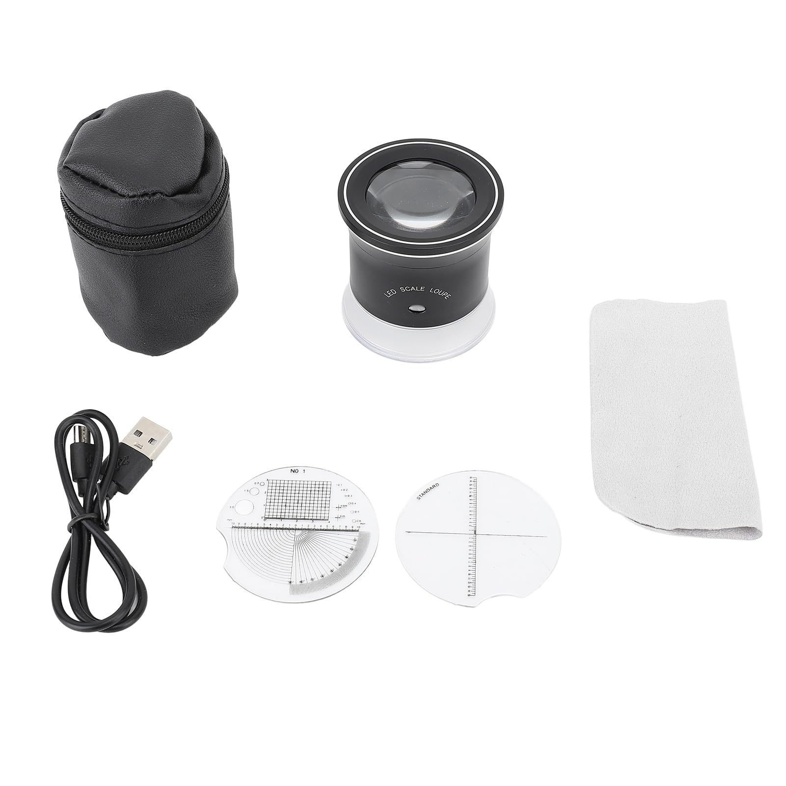 Loupe cylindrique 30X LED Eujgoov avec plaques à échelle interchangeables rechargeables