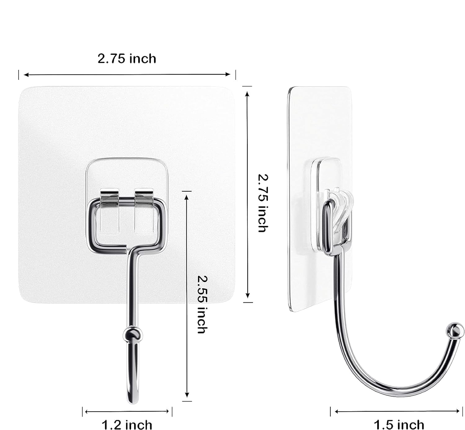 TEKCOOL Stainless Steel, PVC Wall Hooks for Hanging Strong, 20 Pack Adhesive Hooks for Wall Heavy Duty, Wall Hangings, Kitchen Accessories Items. (20 Pack), Transparent 2