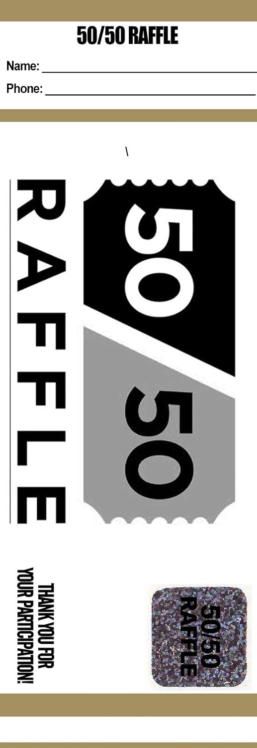 50/50 Raffle Tickets - Fast, Secure & Affordable Event Tickets by MyZone Printing (Gold, 200)