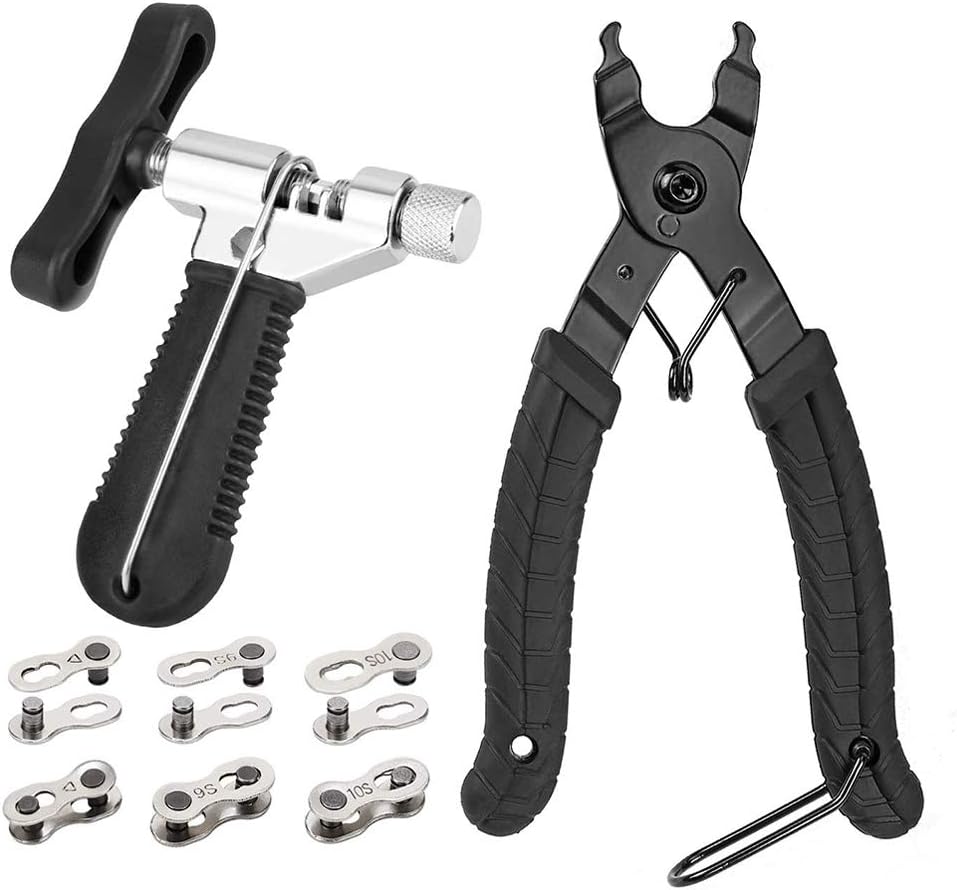 Bike Link Plier+Chain Breaker Splitter+6 Pairs Bicycle Missing Link, Chain Plier Quick Link Opener Remover Plier for 6/7/8/9/10 Speed Chains Repair | Professional Bike Chain Repair Tool Kit