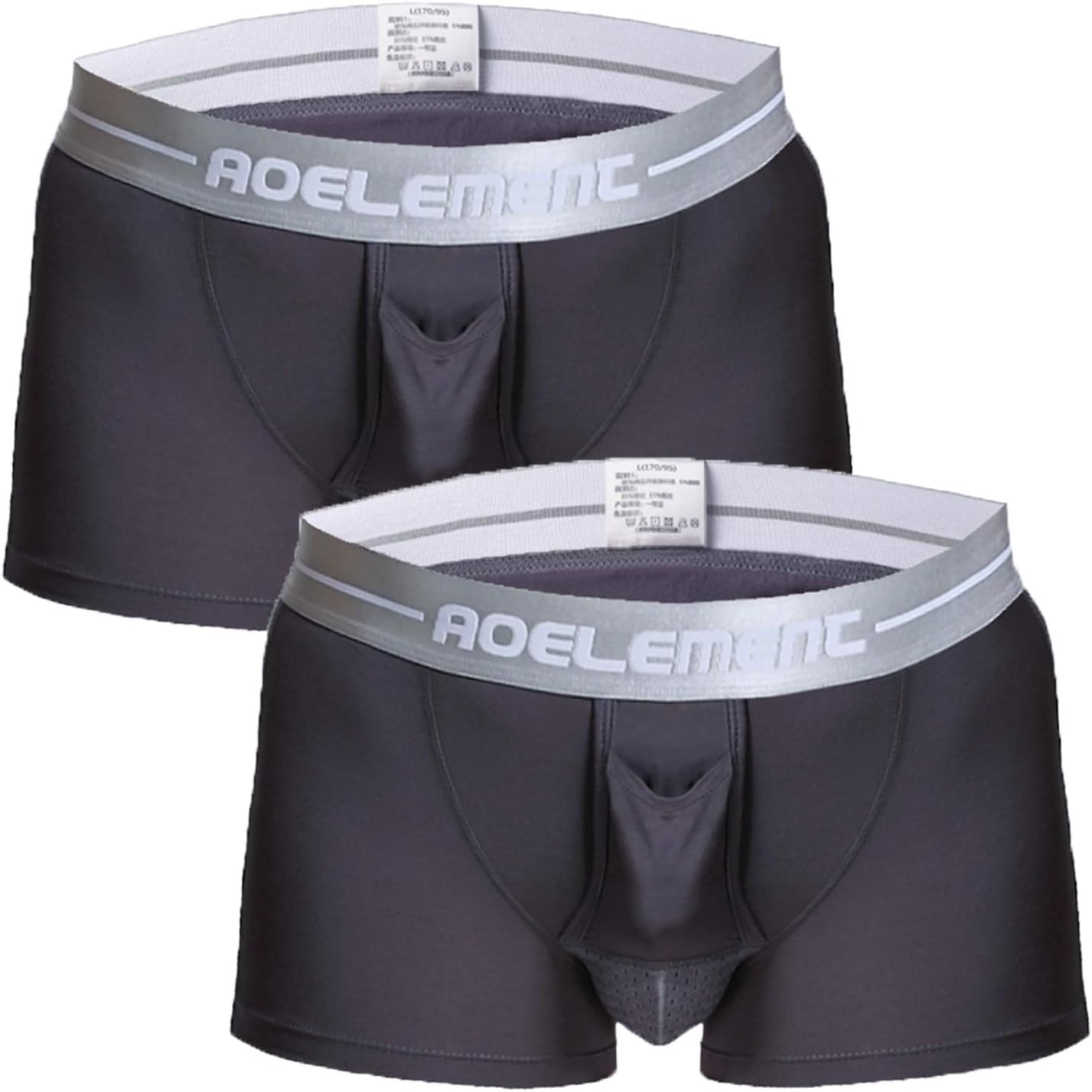Men's Boxer Briefs Separate Pouch Modal Breathable Boxer Briefs Underwear with Functional Dual Fly