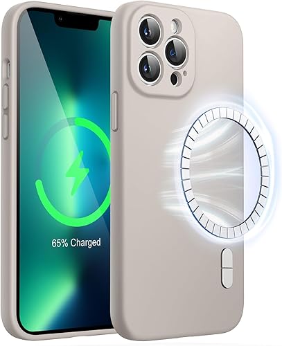 JETech Funda magnética de silicona para iPhone 13 Pro Max de 6.7 pulgadas, compatible con MagSafe, funda para teléfono con lente de cámara