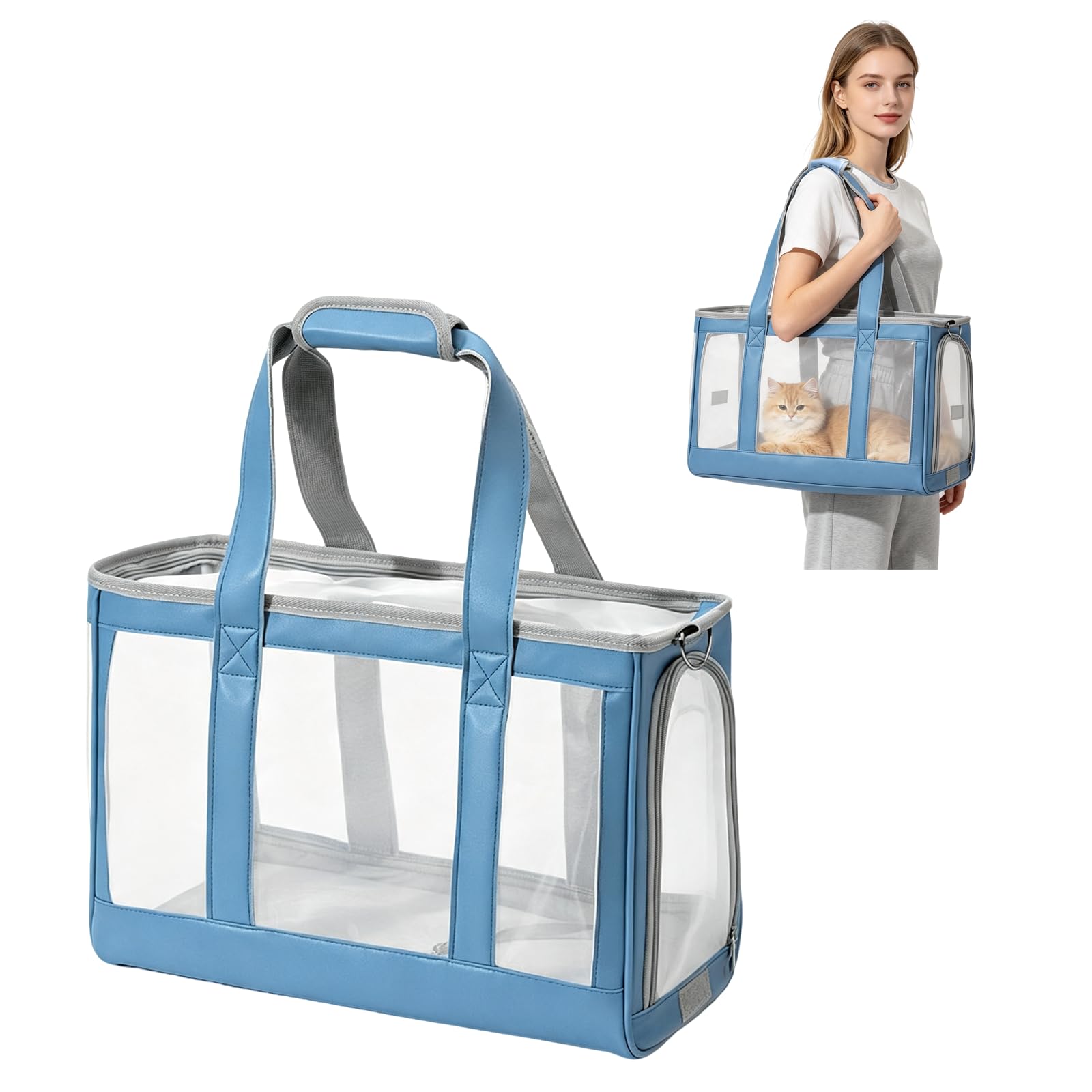 PETCUTE Trasportino per Cani,Borsa da Trasporto Traspirante per Gatti,Cuscino Rimovibile,Cinghia di Sicurezza Interna,Borsa da Viaggio per Gatti e Cani di Piccola Taglia,Per Viaggi Escursionismo
