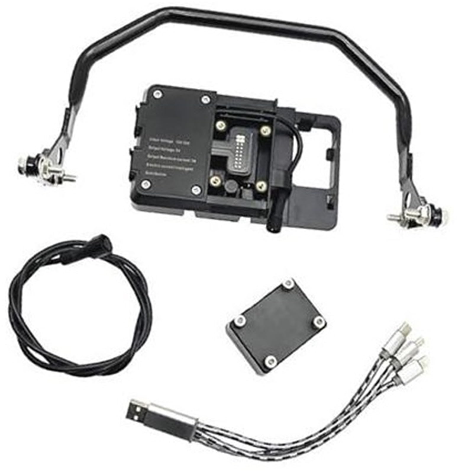 Uchwyt na telefon GPS Moto, do BMW, do R1200GS LC, do Adventure 2013-2019 Bezprzewodowy uchwyt nawigacyjny do telefonu z ładowarką USB Uchwyt na telefon motocyklowy(BLACK Full set AB)