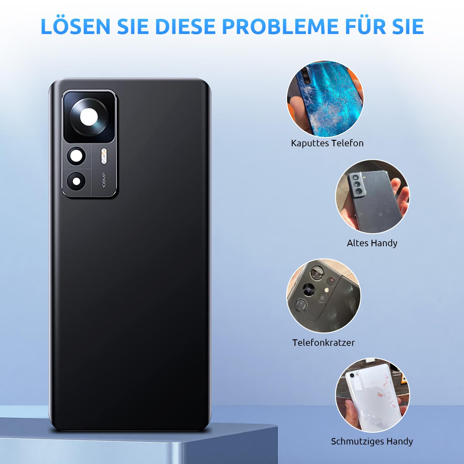 Akkudeckel für Xiaomi 12T 22071212AG Schwarz