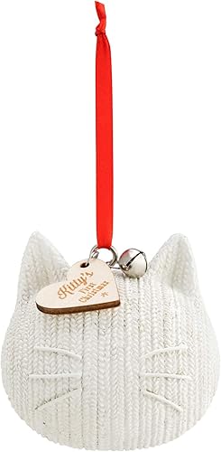 DEMDACO Kitty's First Christmas - Adorno decorativo de resina de punto de jersey blanco de 3.0in