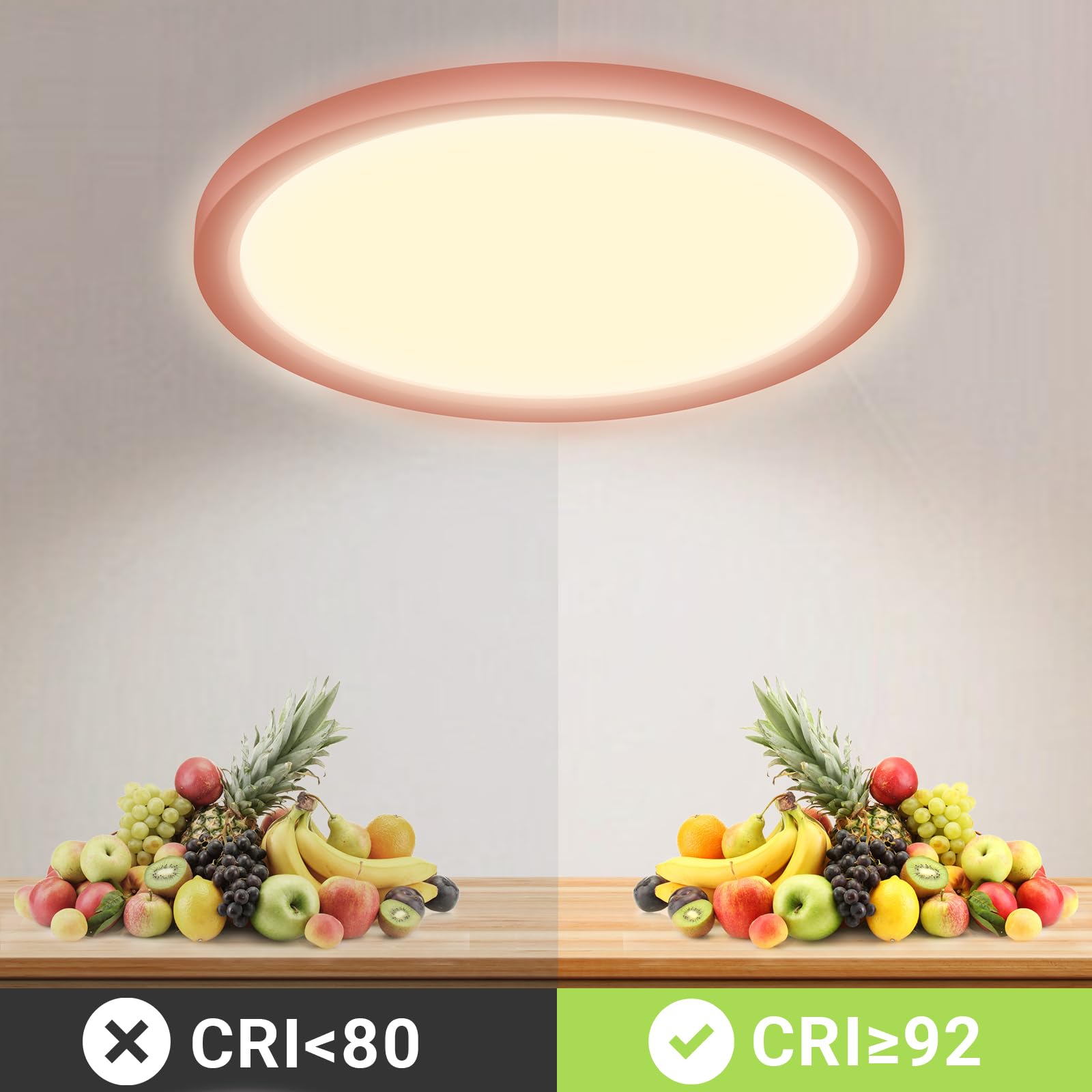 LQWELL® Plafoniera Lampada da soffitto a LED, Lampada da bagno impermeabile IP44 Rotonda Piatta 18W 3000K 1600LM Sottile per Soggiorno Bagno Camera da letto Cucina Seminterrato Ufficio, 220 * 24mm