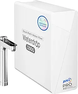 [ Dual Flow ] Waterdrop X12-PRO 1200 GPD Reverse Osmosis Water Filter, Alkaline Mineral pH+, NSF/ANSI 58&372 Certified, Tankless Reverse Osmosis System, 11-Stage, Smart Faucet, BPA Free
