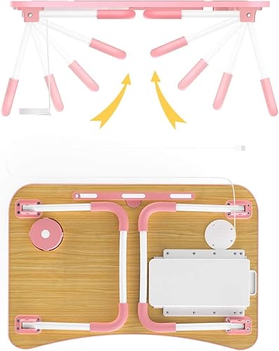 Miniatura 10 de Elekin Escritorio plegable para laptop, escritorio portátil para laptop, mesa de trabajo, mesa de trabajo, bandeja de cama con 4 puertos USBsoporte