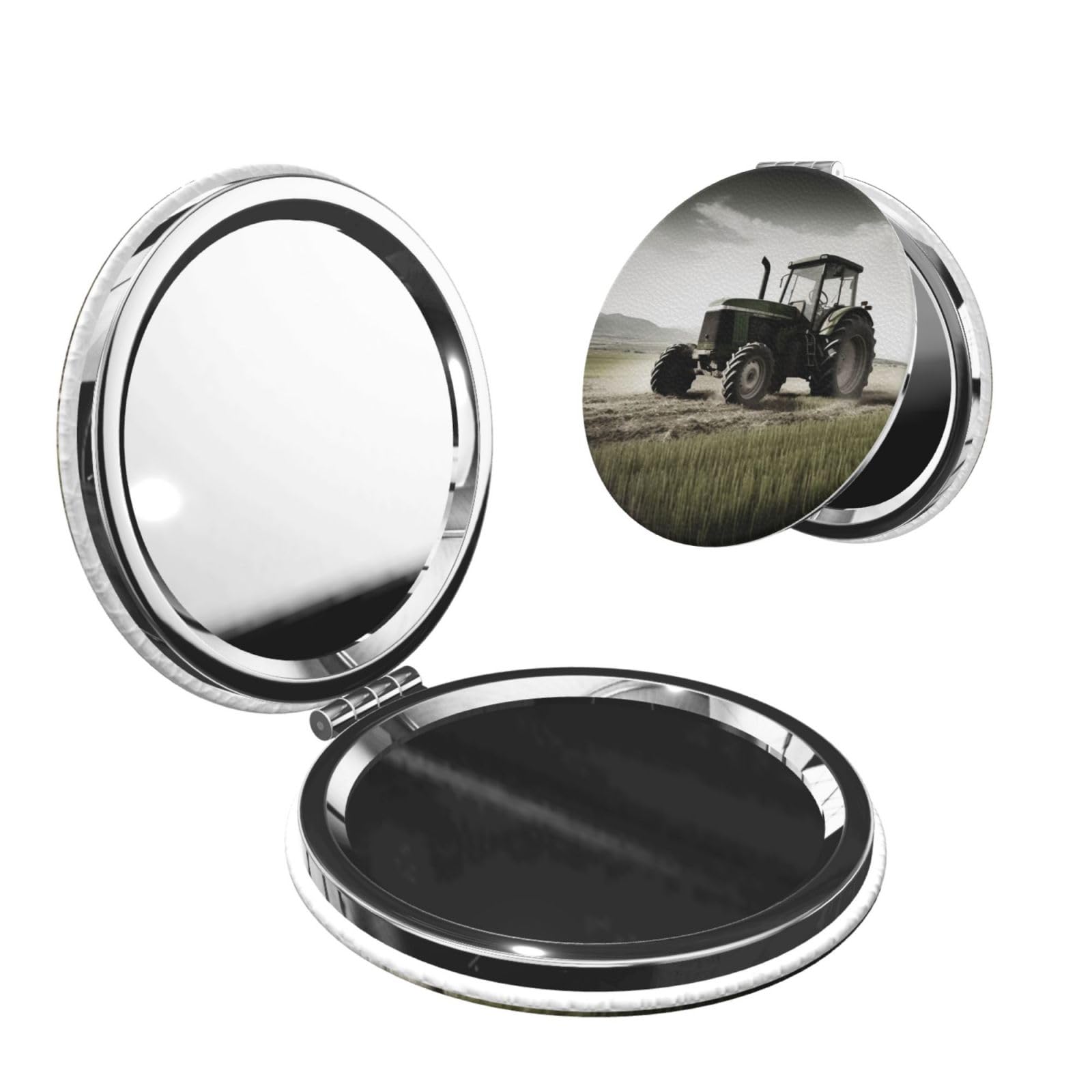 DWVTSLH Tractor Agriculture Tranquil Compact Mirror for Purse, Double-Sided 2X/1X Magnifying Mirror for Women Men, Travel Makeup Mirror for Handbag, Handheld Vanity Mirror for Gift