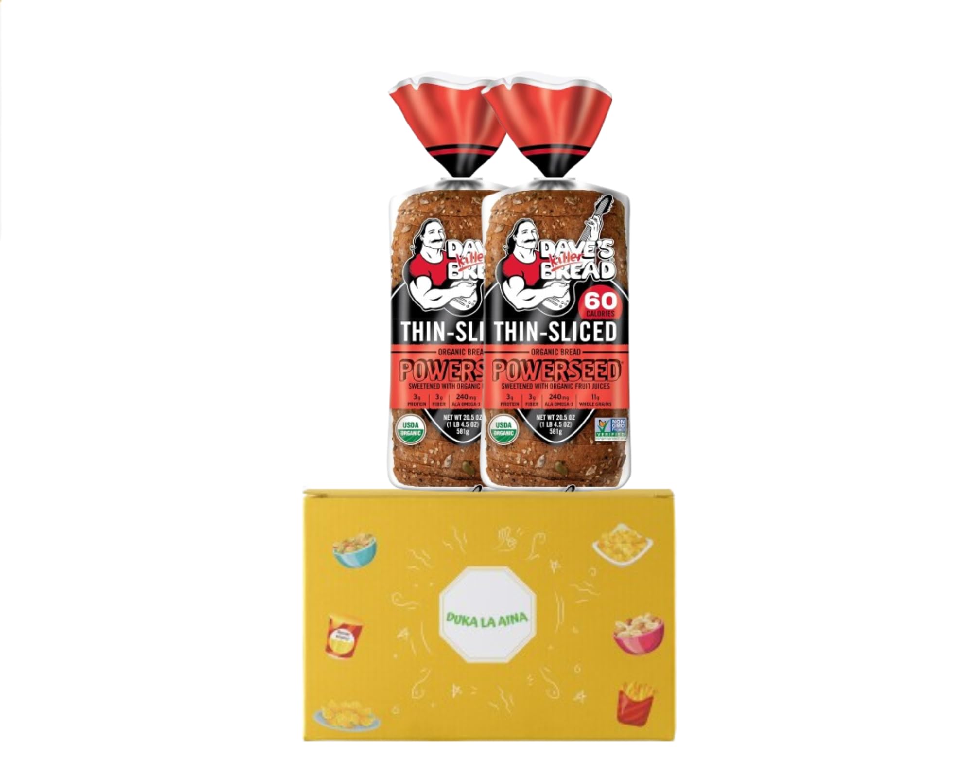 2 Pack -Daves kiler Bread Powerseed Thin-Sliced, Seeded Organic Bread, 20.5 oz Loaf (60 Calories per Slice)