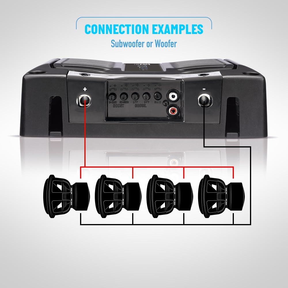 BANDA Audioparts VIKING5000.1 - Amplificador mono de audio para automóvil de 1 canal, 5000 vatios máximo 1 ohmio, con filtro de paso alto y filtro de paso bajo