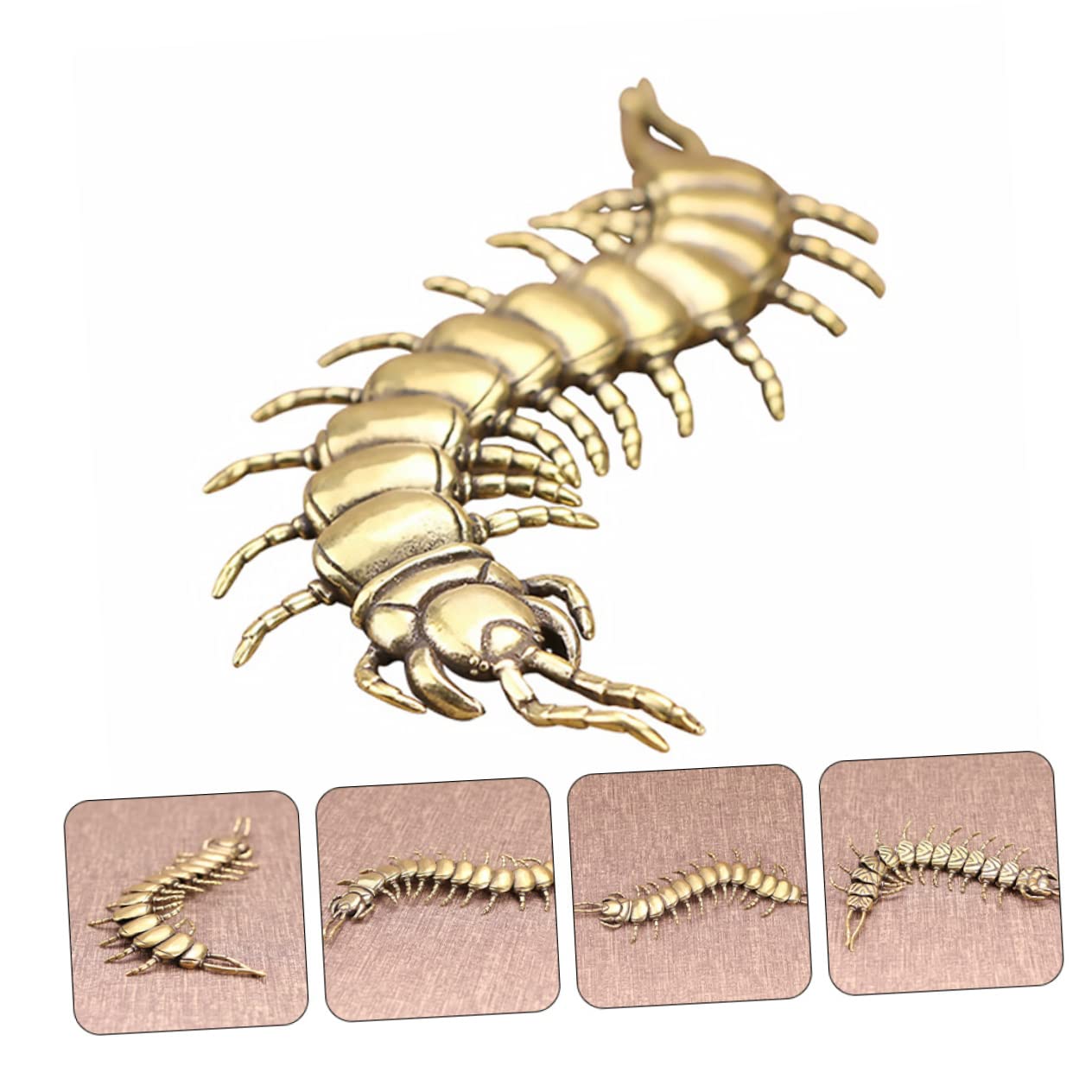 Cabilock Juguetes 3 Piezas Adorno de ciempiés Cosas de Broma Mascota de té decoración Bandeja de té Mascota artesanías de Mascotas de té de latón pequeña Adornos Accesorios Decorar