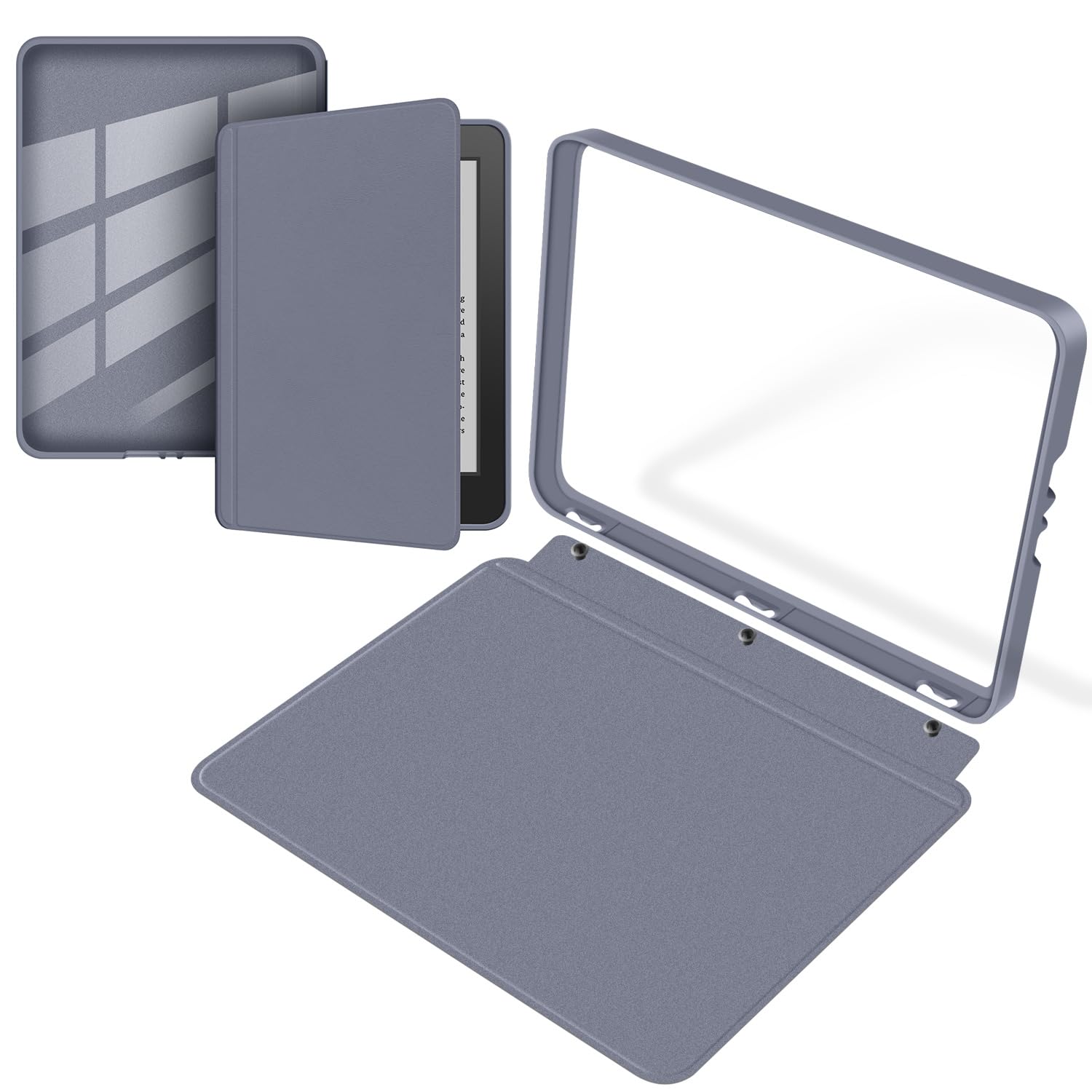 Funda protectora desmontable para Kindle Paperwhite de 6.8 pulgadas (11ª generación-versión 2021), carcasa trasera transparente ultra transparente, función de encendido y apagado automático, color — view 12