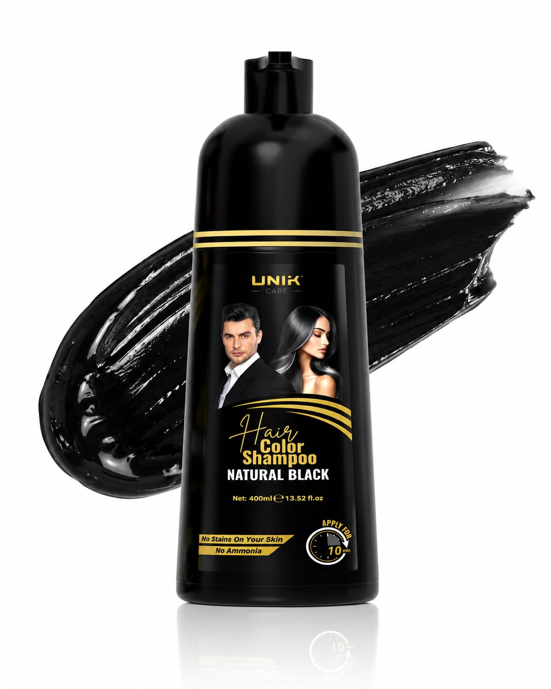 YUSEEK Cream Shampoo Black 350g✖️3 UNIK Care Hair Dye Shampoo Black 400ml – 3-in-1 Hair Color