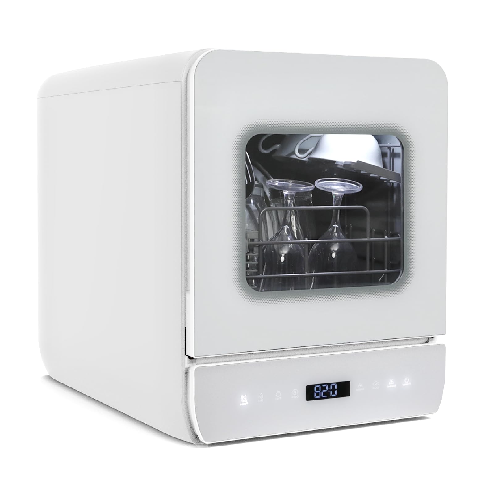 YU YUSING Lavavajillas de Encimera 45 cm 4.8 L con 7 Programas 5 Juegos, Mini Lavavajillas Pequeño con 2 Suministro Agua, Portátil, Control Táctil, Pantalla LED para Casa Oficina Camping, Blanco