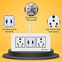 Flexiplug Extension Board - Two 16A Socket with Chinese Clay & Two 16A MCB Switch | 16A 3 Pin Plug with Indicator | 1.5 sqmm 3 core Cable | White Color | (2000W - 1.5MM Cable, 20 Meter)-1616/20m gallery image