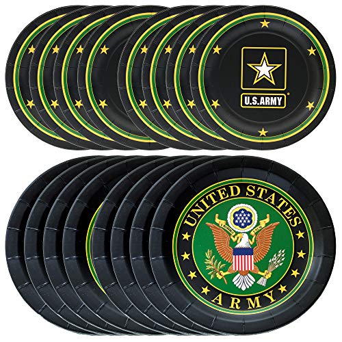 Havercamp US Army Party Plates Bundle | Dinner & Dessert Plates | Great for Law Enforcement Party, Retirement, Veterans Day, Soldiers Reunion