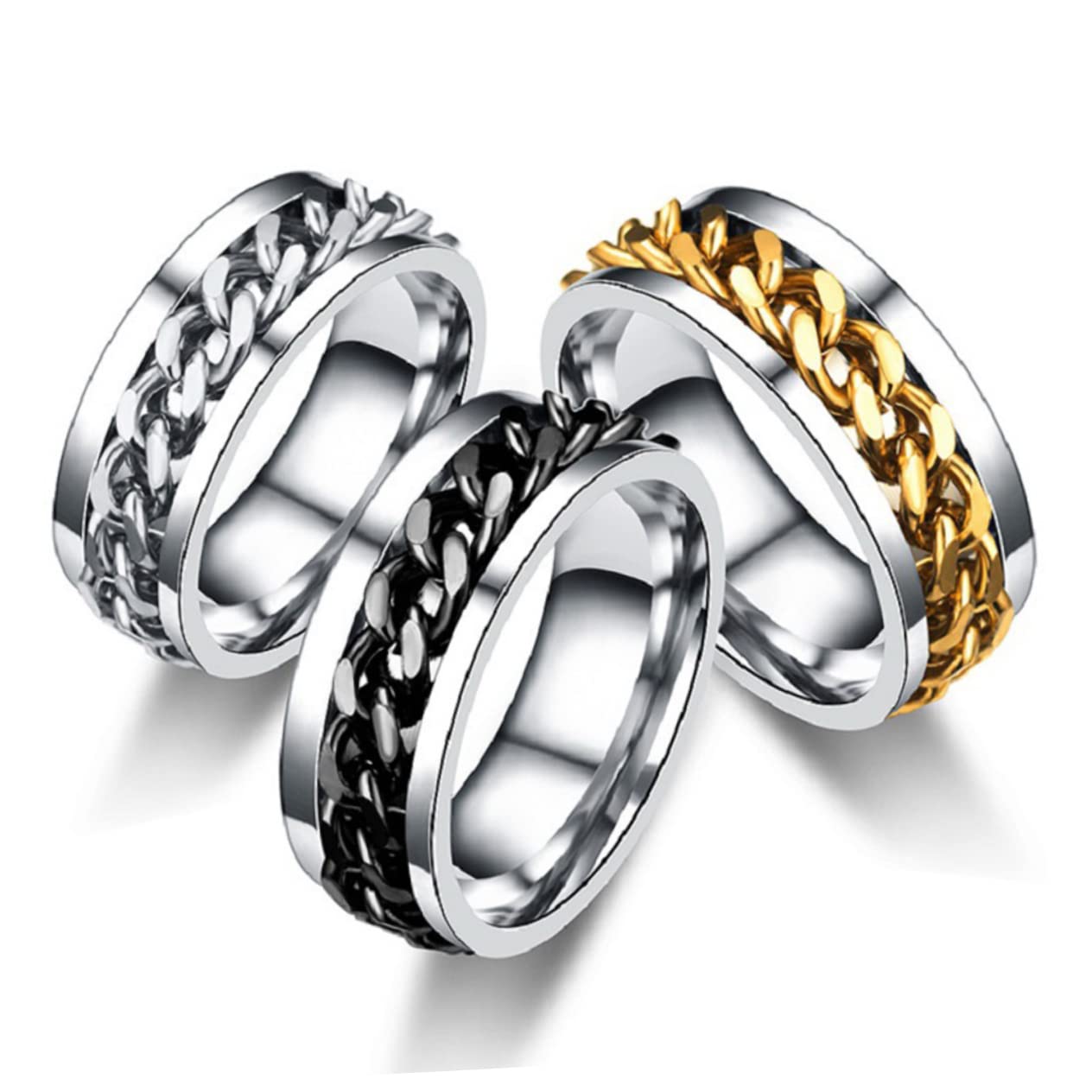 Jewellery Edelstahl einfach für Männer kreativer Mode Fingerstahl Farbgröße 8 ideal als Ring oder einzigartig mit Box Jewellery
