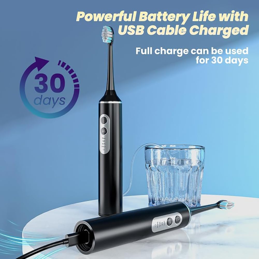 Przenośna elektryczna szczoteczka do zębów z irygatorem wodnym - 3 w 1 Combo, PX7 wodoodporna, kostki do czyszczenia zębów, dorosły ładowalny stempel dentystyczny do domu podróży