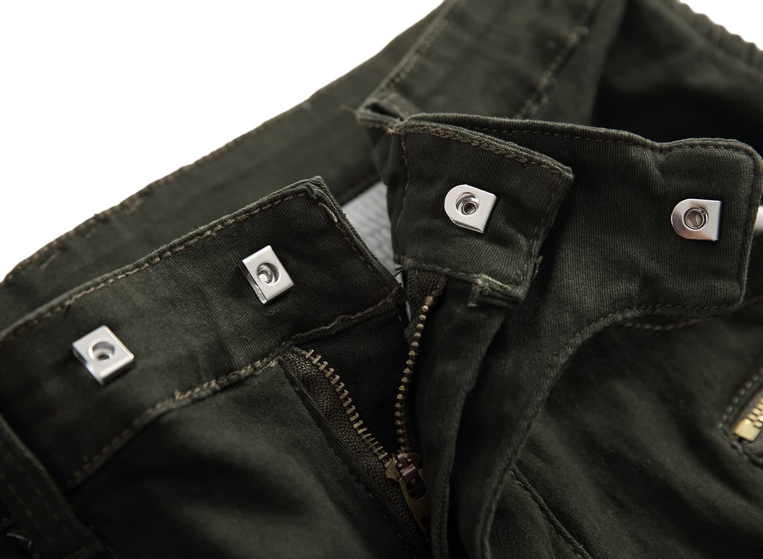 Jeans da motociclista slim fit da uomo, strappati, elasticizzati, distrutti, gamba dritta, pantaloni in denim da moto, Verde militare, 28