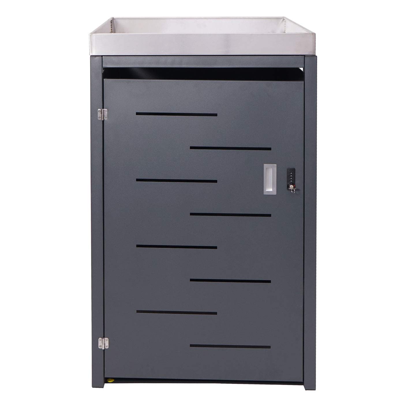 XL 1/2 Mülltonnenverkleidung HWC-H40, Mülltonnenbox, Pflanzkasten EdelstahlMetall 40kg 125x75x102cm erweiterbar