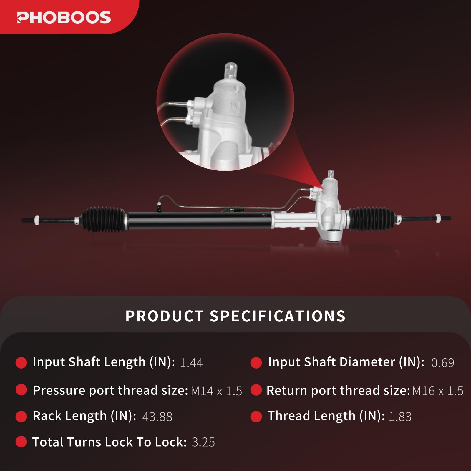 PHOBOOS Conjunto de piñón y cremallera de dirección hidráulica compatible con Honda CR-V 1997-2001, L4 2.0L. Nueva unidad, a prueba de fugas, ajuste atornillado directo, Ref. 26-1776