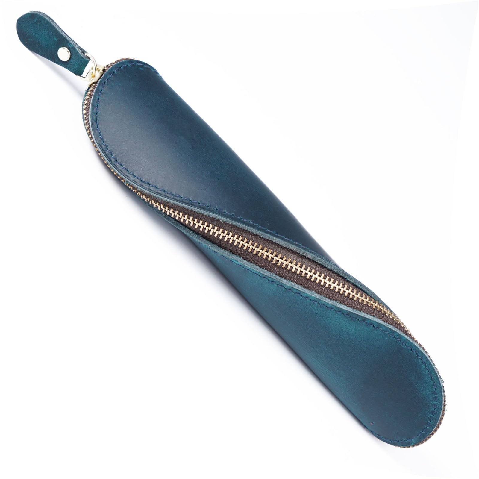 DUMRALBQE Wooden Jewelry Box Vintage Leather Pen Pouch College Handmade for Storage and Organization(Blue)