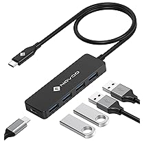 NOVOO USB C HUB Slim USB C Adapter Extended Cable 600mm 4 Ports USB 3.0 High Speed Data Transfer 5Gbps Standalone Power Supply for MacBook Air Pro iPad Pro, DELL, HP