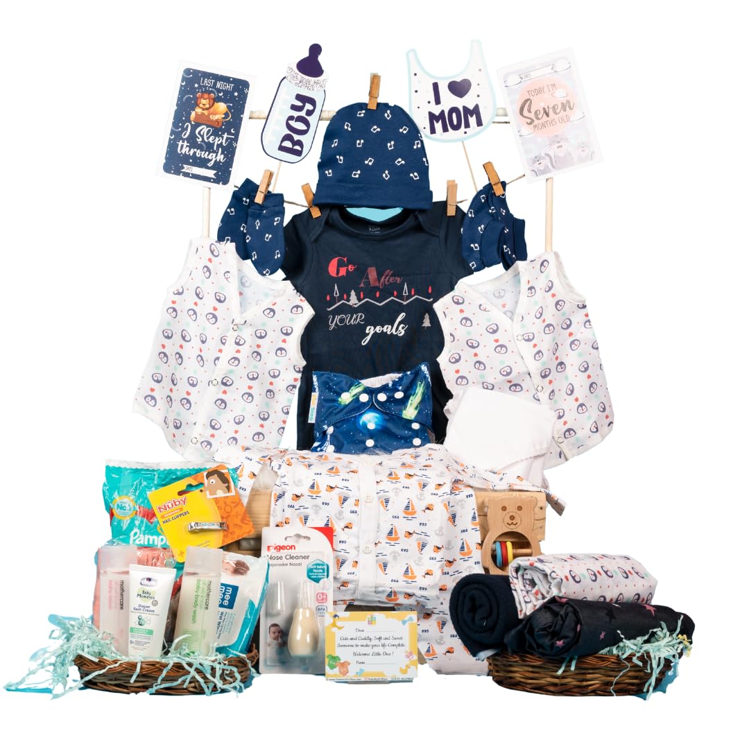 The Baby First Box Newborn Baby Essential Kit-21 Items(Summer Kit For 0-3 Months) Newborn Hamper Gift Set|Shopping Gift Set |Gift Set For Baby Shower For Baby Boys-08,Multicolor-image-42