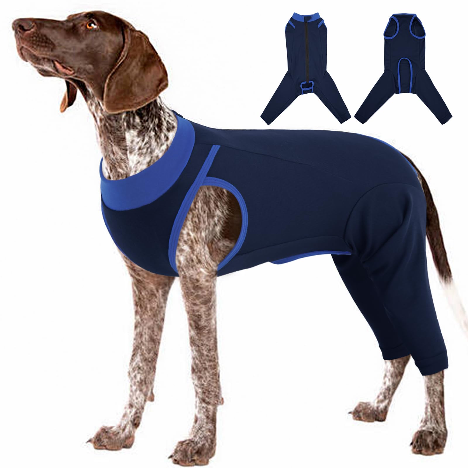 Lelepet Dog Hind Leg Recovery Suit, Dog Rear Leg Sleeve, Skin & Full Body Protection, Wound Healing Recovery Wear, Post Op Suit for Dogs After Spay/Neuter Surgery, Navy Blue 2XL โ image 1