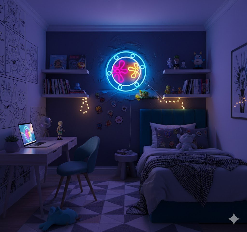 Ocean World Luce Neon A LED Oblò – Insegna Luminosa USB Per Camera Da Letto, Gioco, Regalo