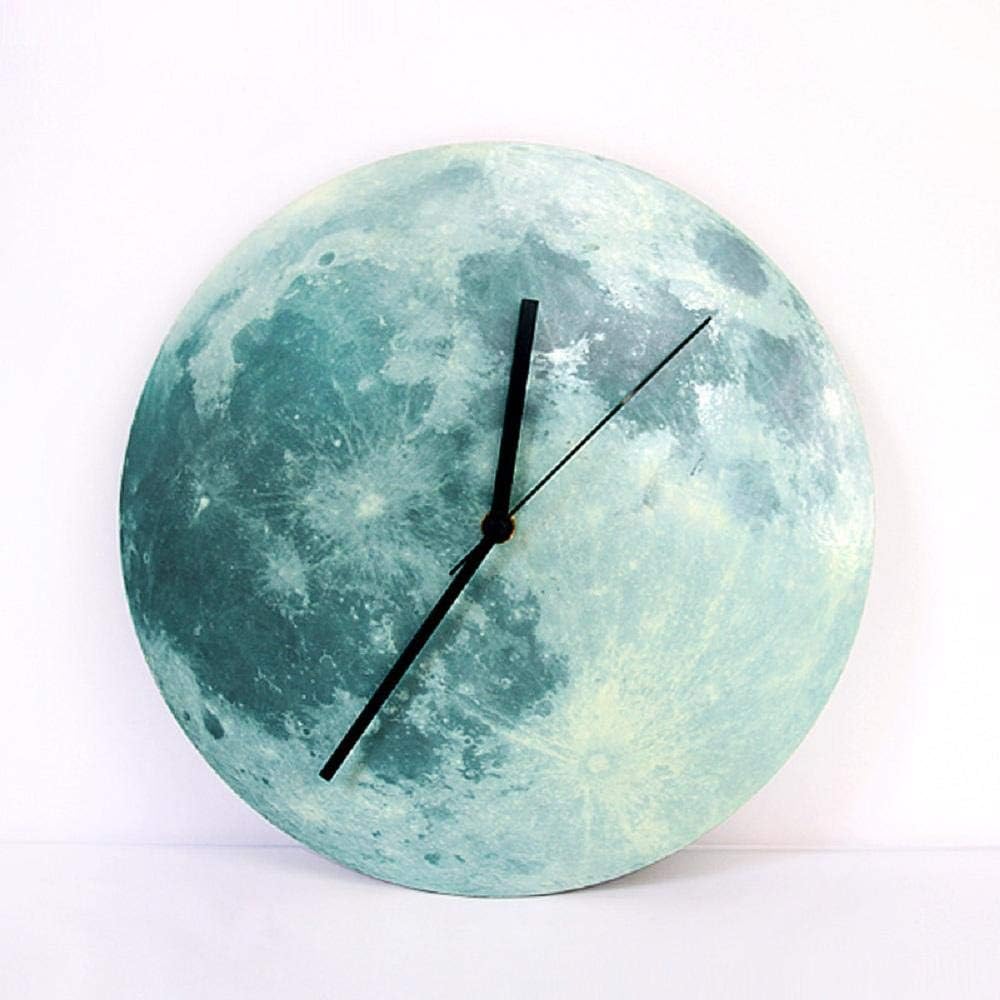 JUNFENG Luminous Moon Acrylic Wall Clock Living Room Simple Clock Mute Round Home Decoration Clock No tick Bedroom Children's Room Office Quartz Clock-Moon