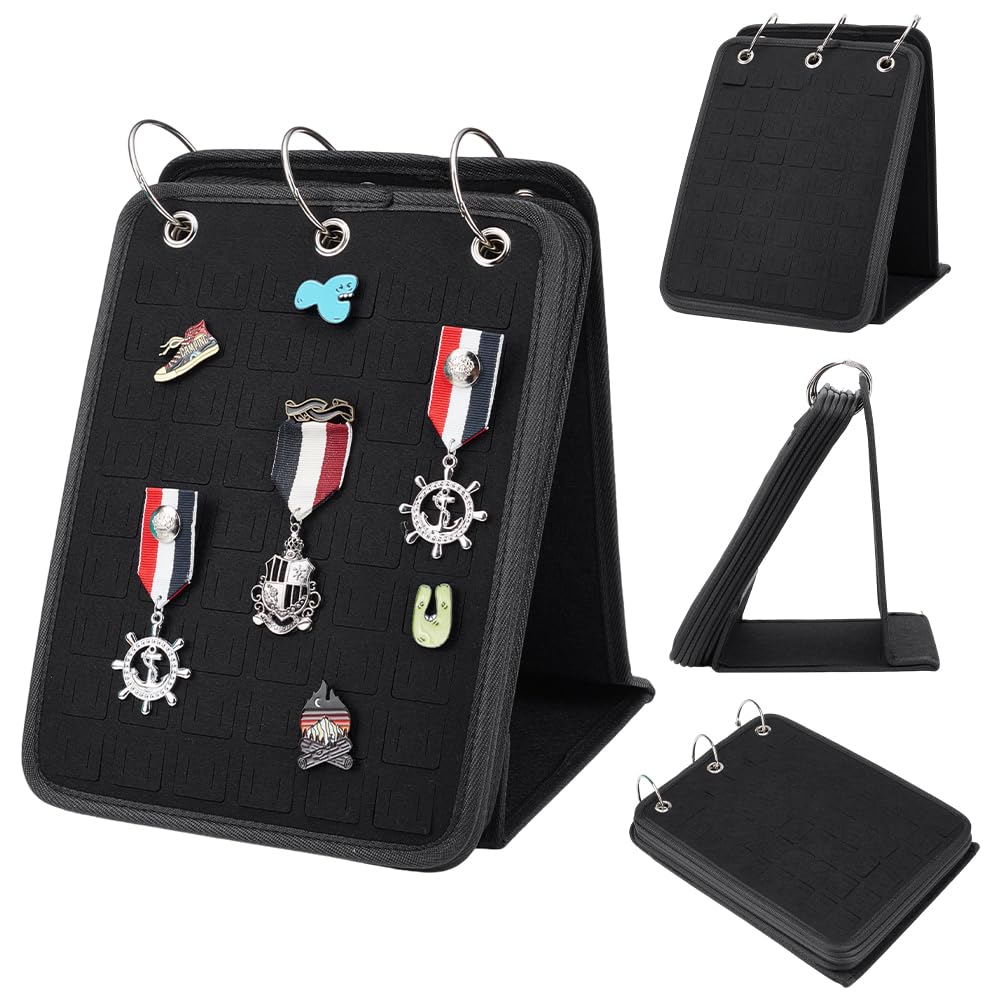 NBEADS Pin Display Holder, Pin Display Pages Pin Display Binder 5 Pages for 270Pcs Pins Collection Storage Calendar for Pin Display, Black