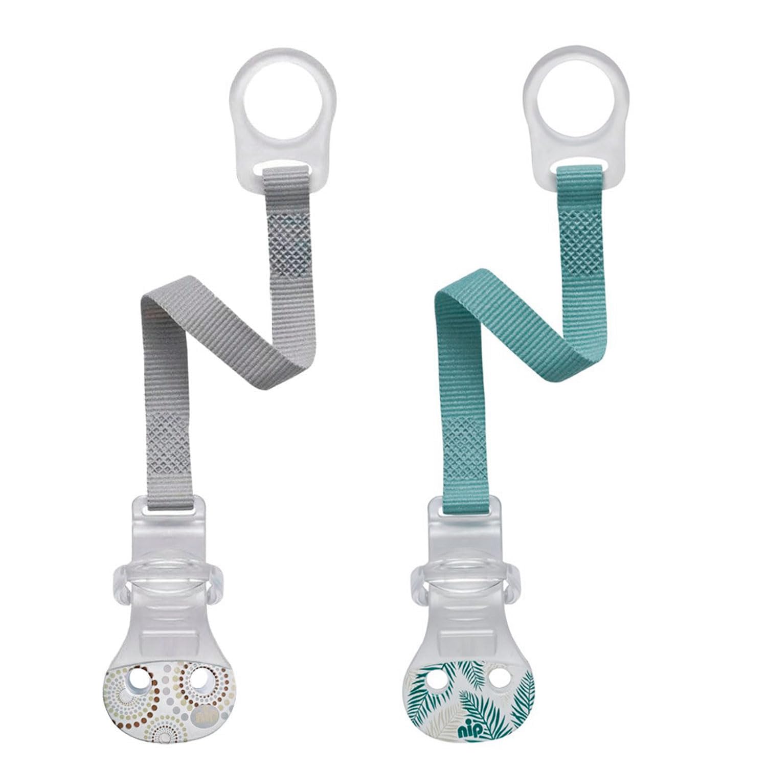 nip® Dummy Strap with Ring, Set of 2 for Boys with Simple Clip System for all Dummies Without Ring, Flexible Silicone Attachment Ring - Made in Germany