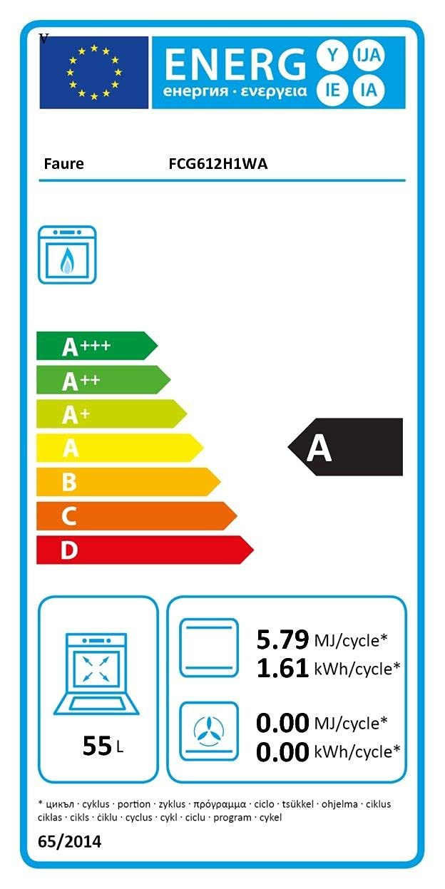 Cuisiniere gaz Faure FCG612H1WA - Blanc - Plaque Gaz / Four Gaz Convection naturelle - Email lisse - 60 cm de largeur