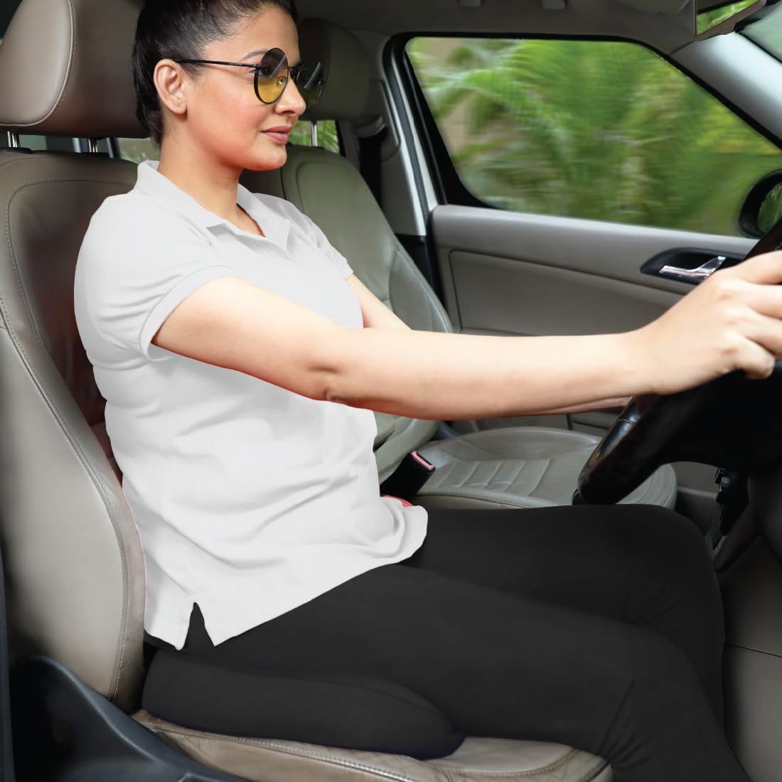 Coccyx Seat Cushion | Ortho Designed Memory Foam Car Seat Cushion | 5-Year Warranty | Tailbone Pain Relief, Sciatica, Lower Back Pain | Anti-Skid Base | Office Chair, Car Cushion (Black)