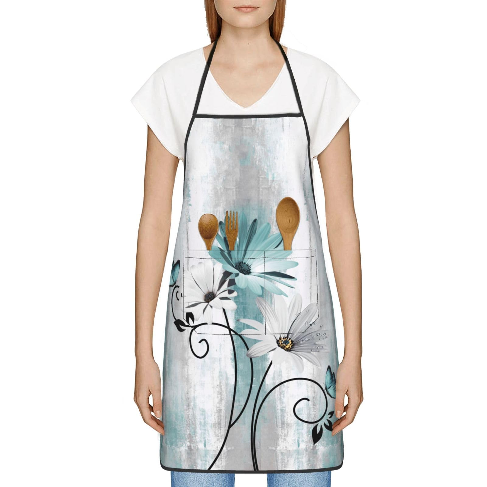 Juego de 5 manoplas de cocina de silicona con diseño de margaritas y mariposas, antideslizantes, resistentes al calor, para cocinar, cocinar a la parrilla