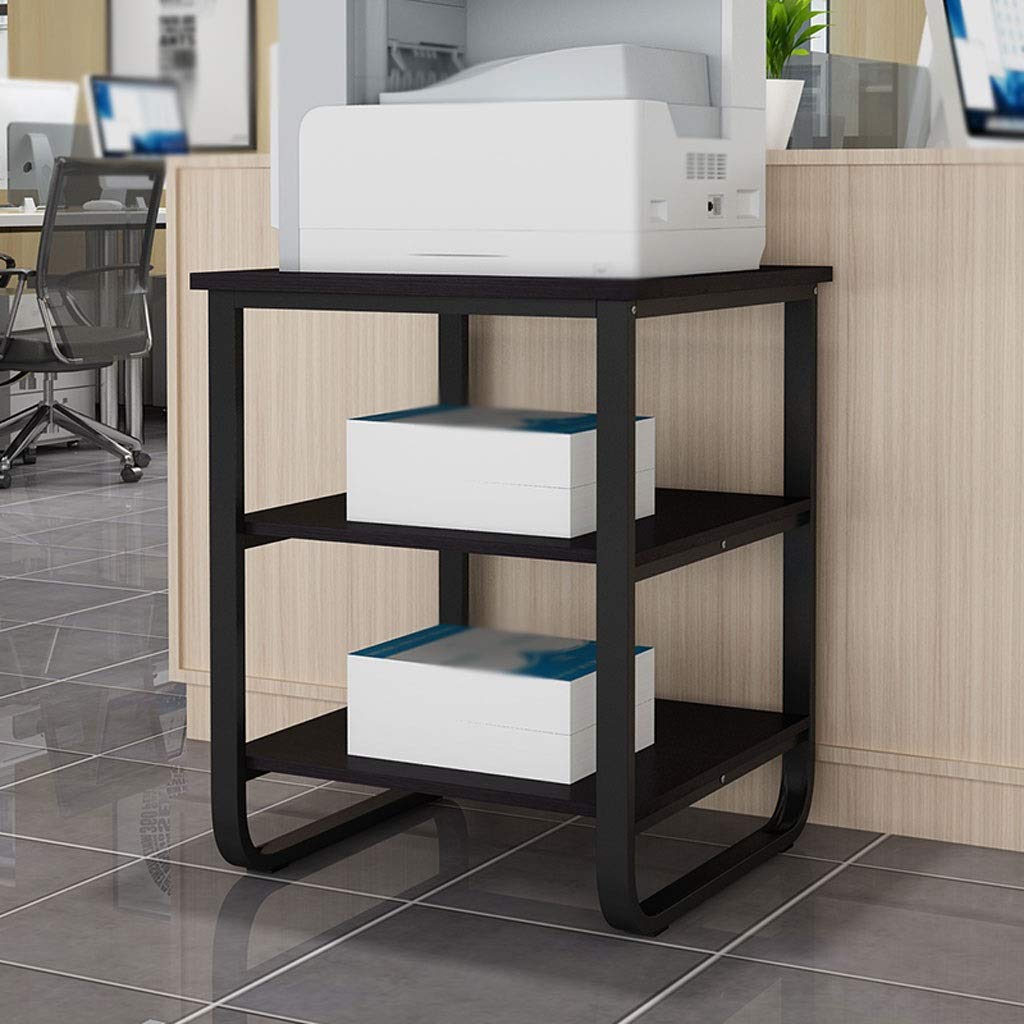 SUNESA Druckerständer 3-lagiger stehender Druckerständer Metall Festrahmen Büro des Desktops Faxgerät Scanner Regal Familie Nachttisch-Telefon-Rack Druckerhalter (Color : Schwarz)