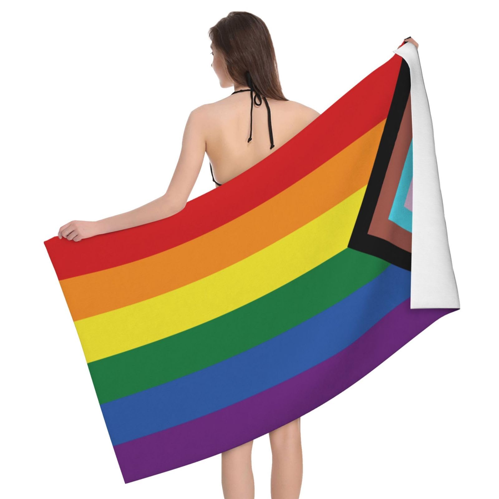 HLBSDM Microfiber Rride Day Garden Flag LGBT Rainbow Beach Towel Quick Dry Soft Sand Free Beach Towels for Pool Swim Beach Lightweight Thin Towels