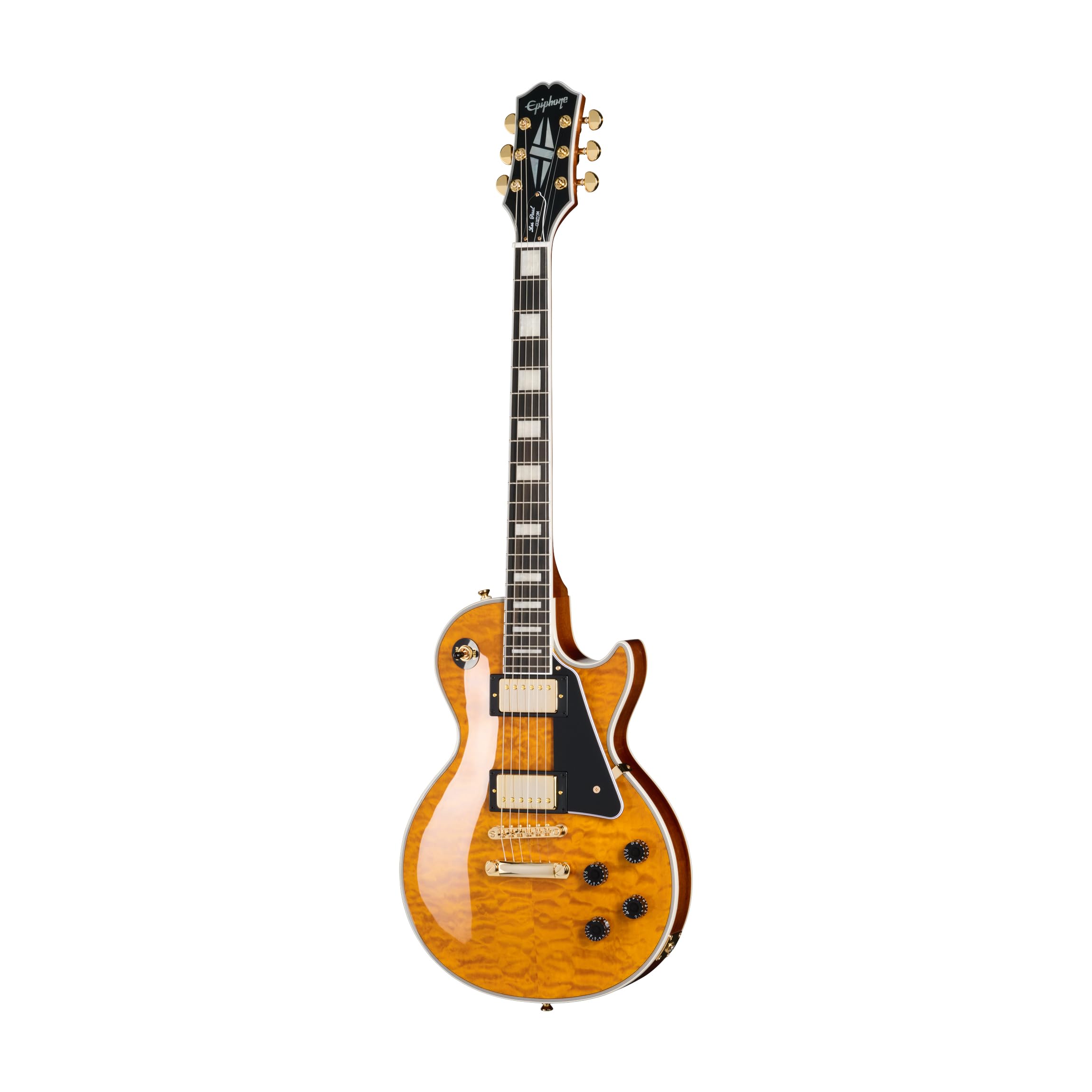 Amazon.com: Epiphone EXCLUSIVE Les Paul Custom Quilt AAA, Trans