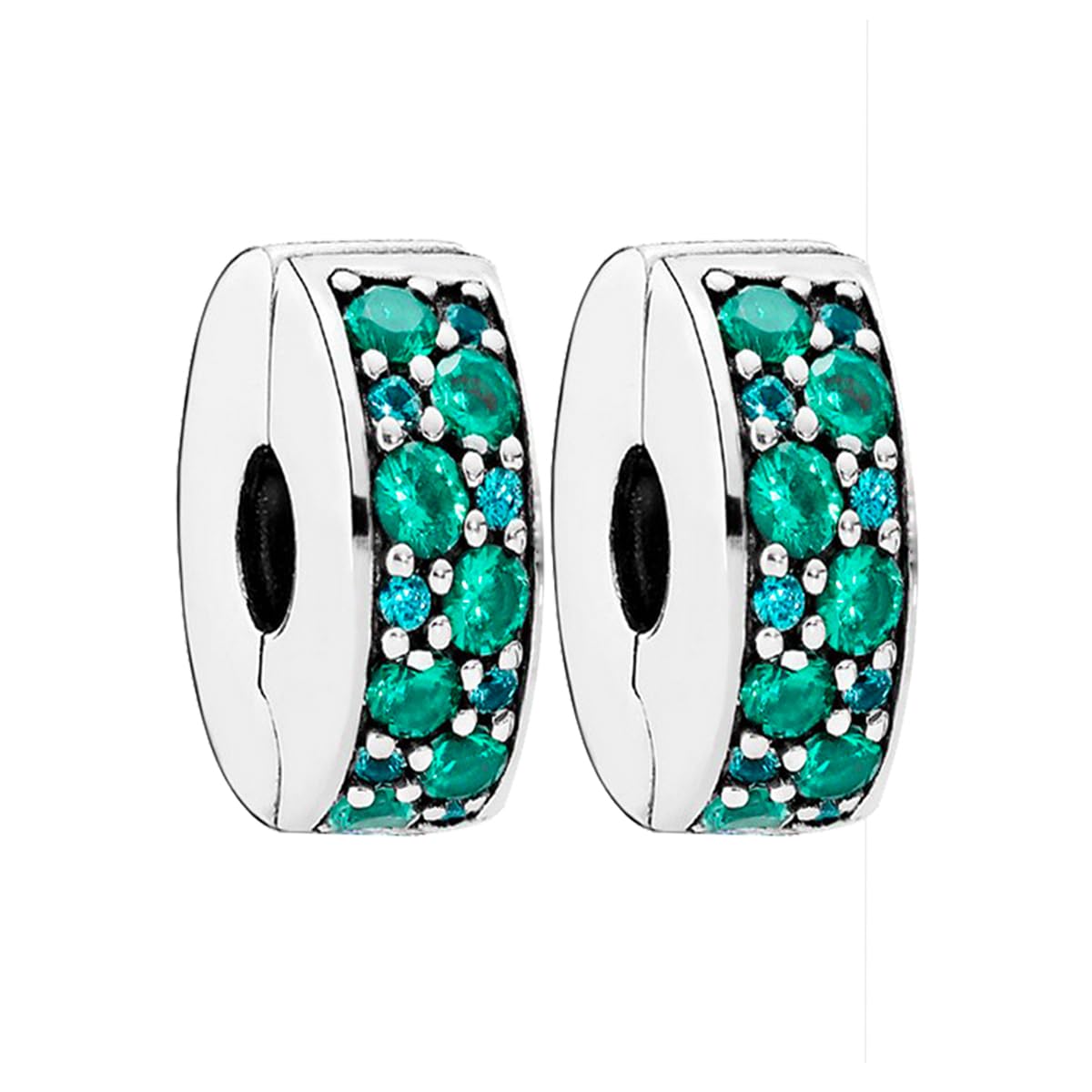 GUAIHAODE Sterling Silver Clip Charms for Pandora Bracelets Silver Clip Charms Jewelry Gifts for Women (Green)