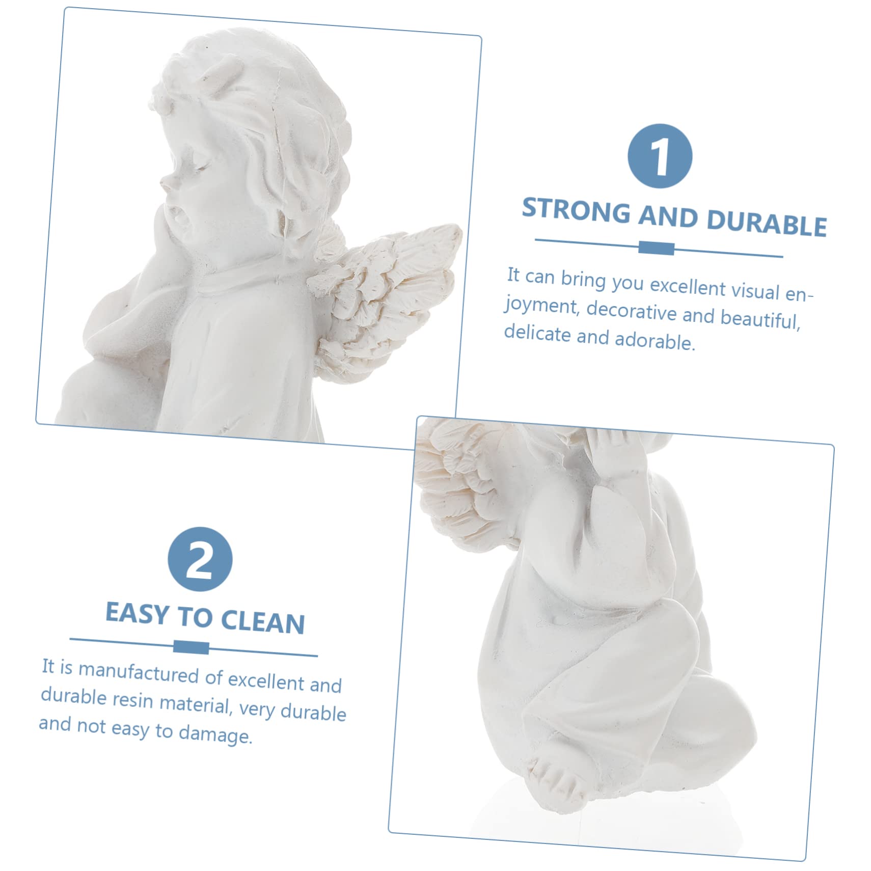 天使の樹脂彫刻 約15cm ホワイト 白い樹脂の祈りの置物,天使の彫刻,祈りの祈りのフィギュア,職人