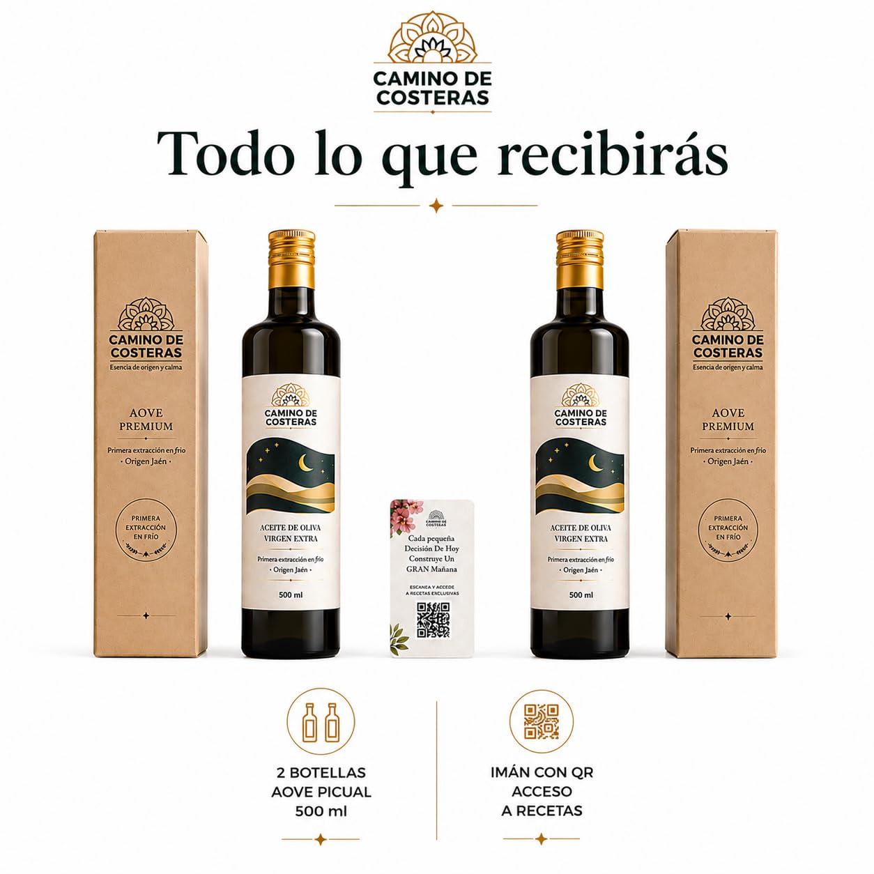 Pack 2 Aceites de Oliva Virgen Extra 500 ml | Camino de Costeras