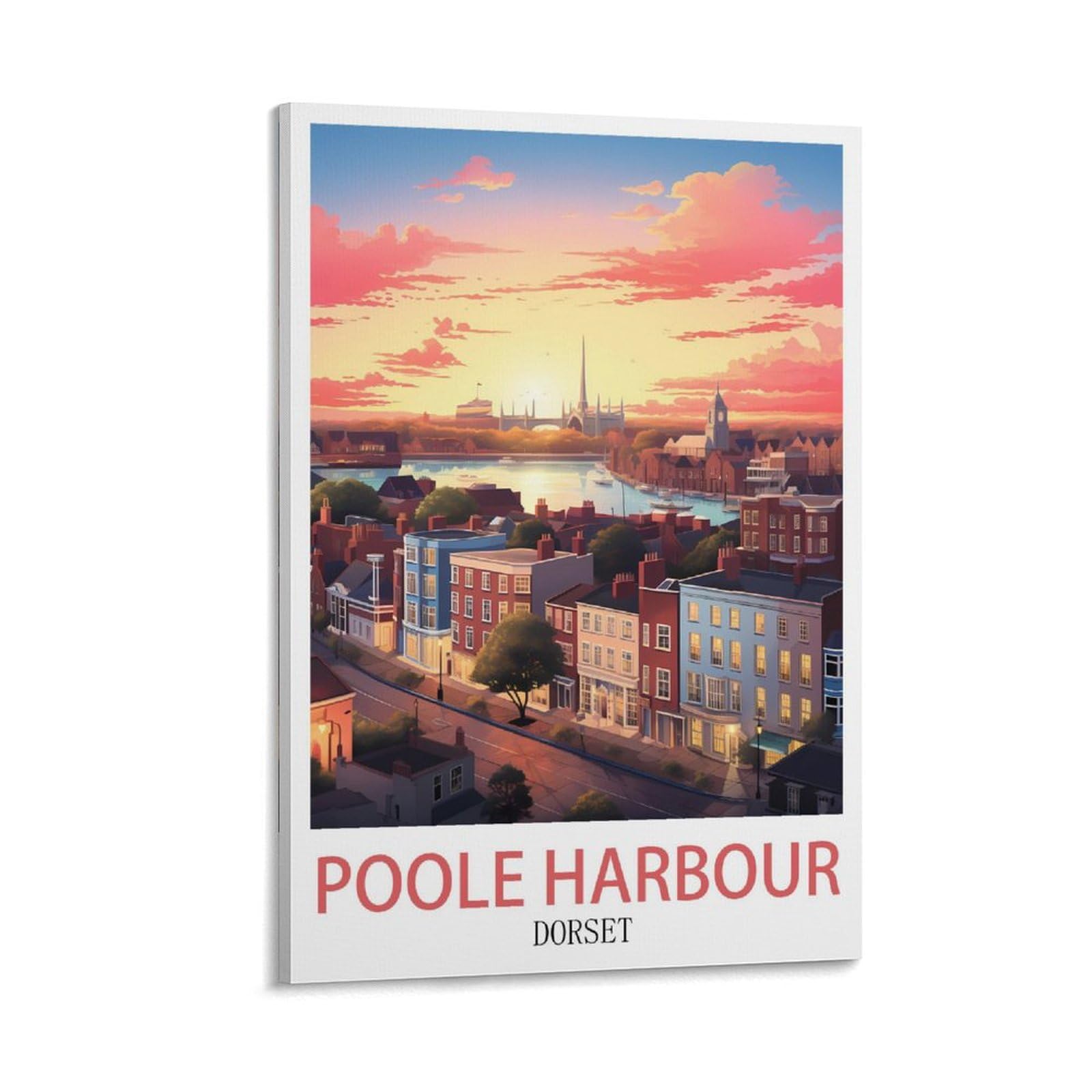 Poole Harbour Dorset Vintage Travel Poster 08x12inch(20x30cm) Canvas Art Poster And Wall Art Picture Print Modern Family Bedroom Decor