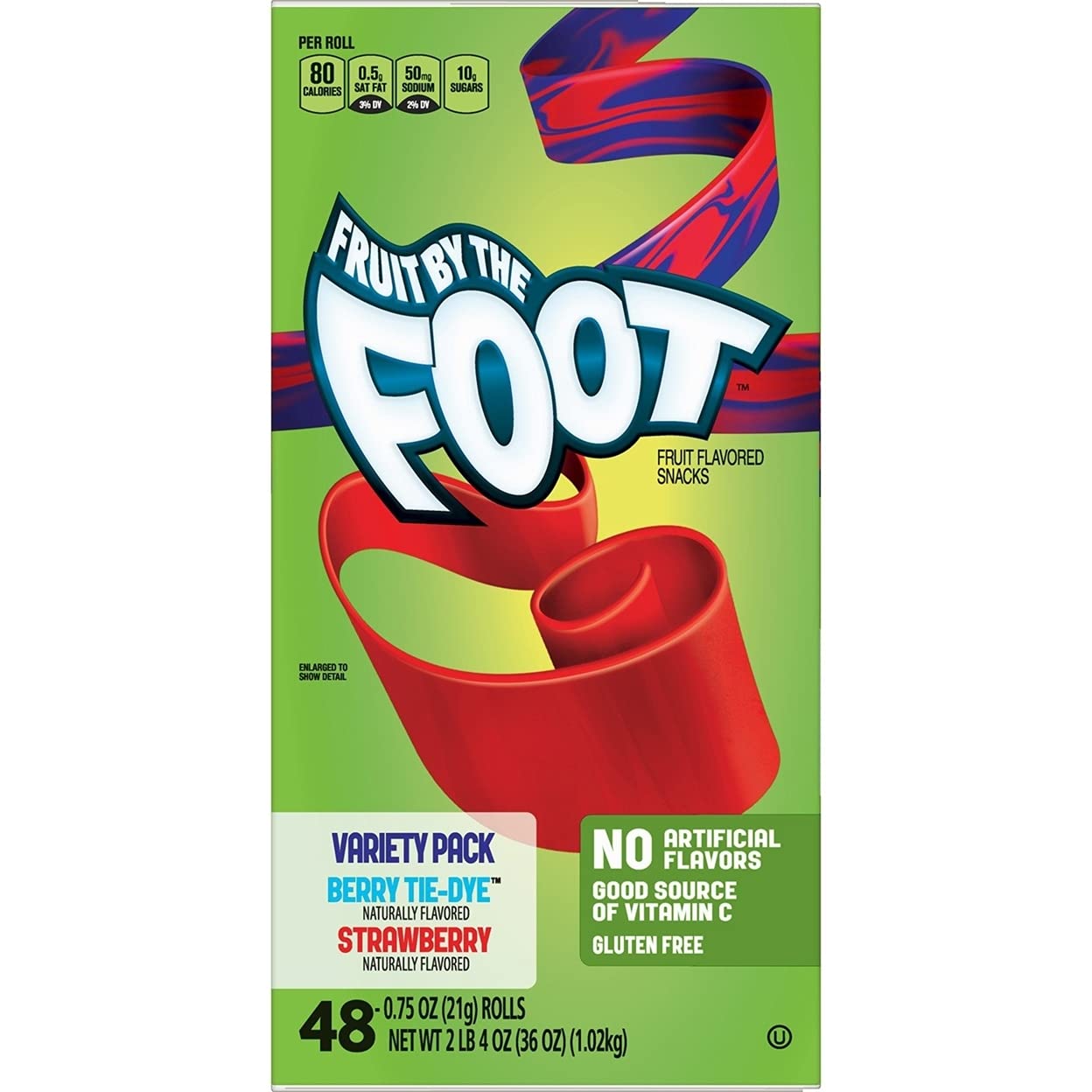 Fruit by the Foot, Variety Pack (0.75 Ounce, 48 Pack) Berry Tie-Dye, Strawberry