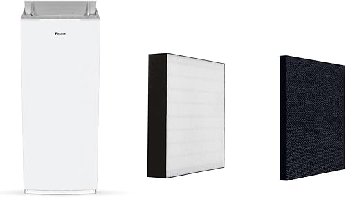 Daikin Paquete de purificador de aire de habitación, purificador de aire HEPA con prefiltro, filtro de luz LED de carbono y UVC, cero ozono,