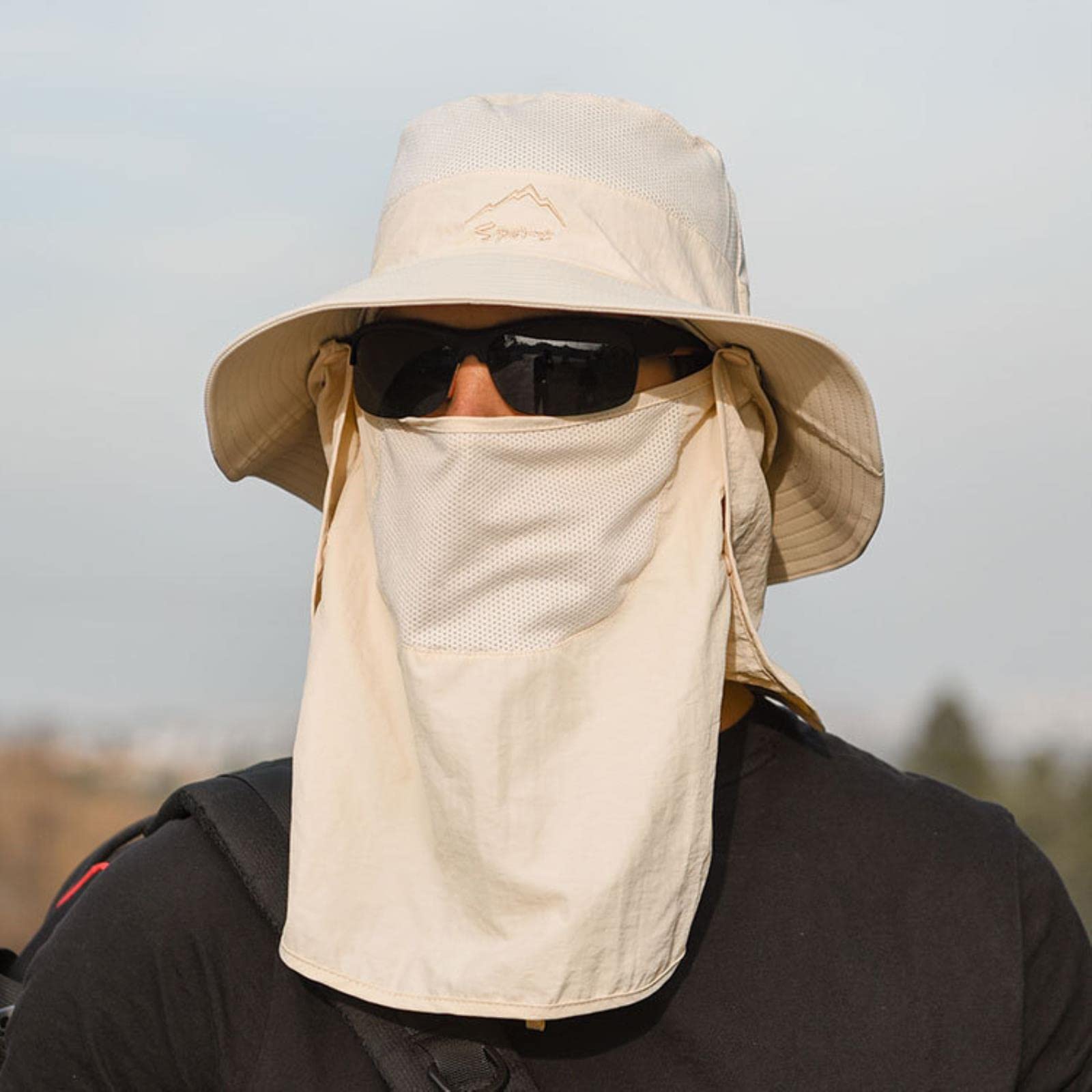 Sombreros Verano Secado Rápido Hombres Hombreras De Mujer De La Cara Al Aire Libre Amplio Blim Sombrero Protección del Sol Tapa De ala Ancha para La Caza