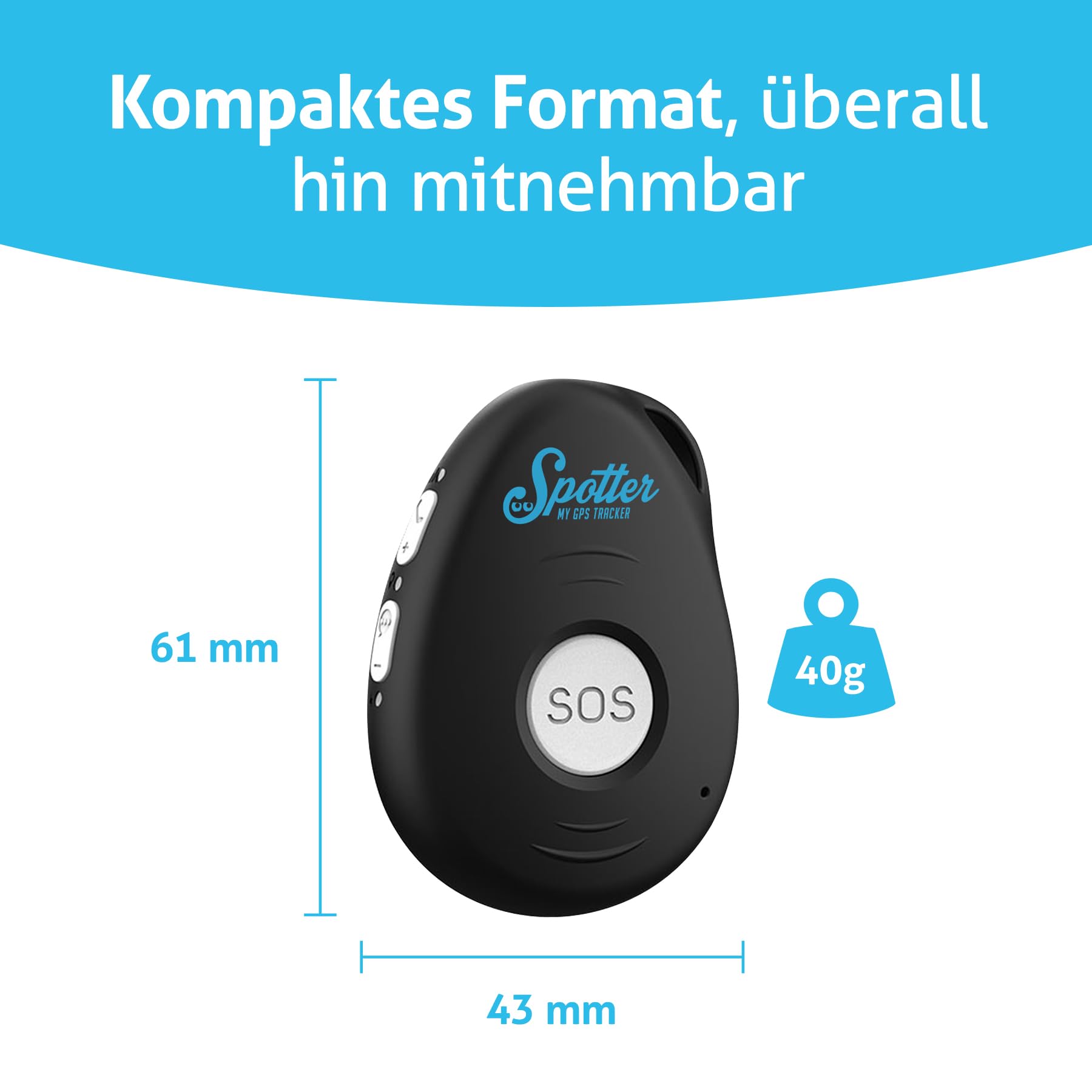Spotter X10 4G GPS-Tracker mit SOS-Funktion, präziser Ortung und eingehenden Anrufen - Ideal für Kinder, Senioren und Wertsachen - Überwachung über PC oder kostenlose App - Bezahlte Nutzungsdauer